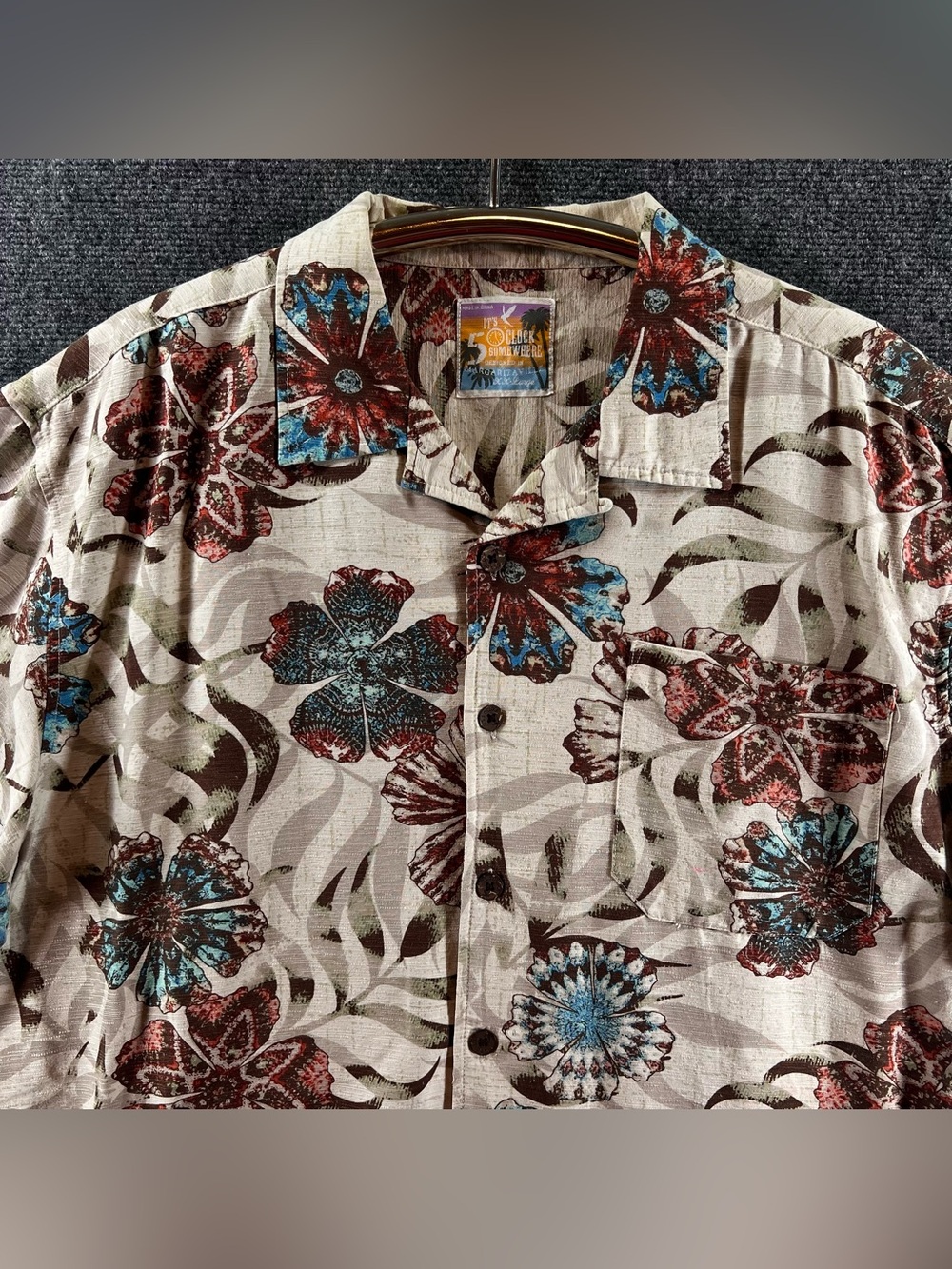 Margaritaville It's 5 O'Clock Somewhere Shirt 100% Silk 2XL Floral Tropical